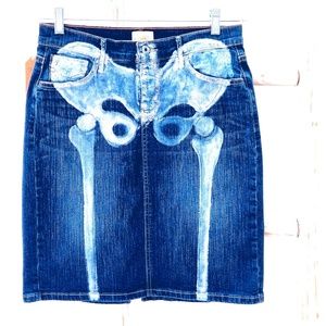 SOLD Handpainted Skeleton Levis 512 Denim Jean Skirt